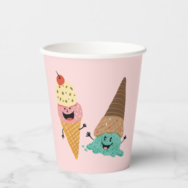 Adorable Ice Cream Kids Birthday Party Cup (Front)
