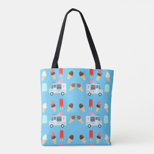 Adorable Ice Cream Truck Illustrated Pattern Tote Bag (Back)