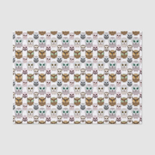 Adorable Illustrated Owls Pattern Tissue Paper