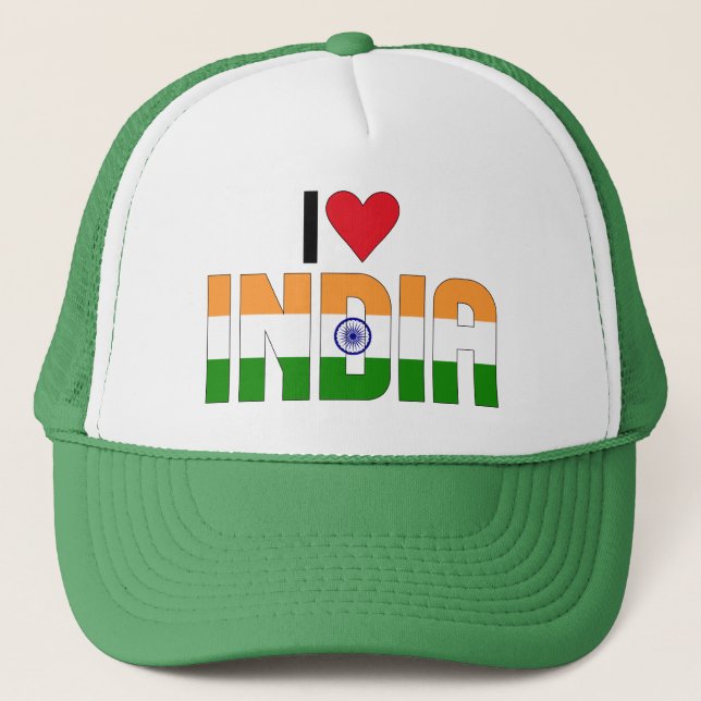 Adorable India Flag Hearts Patriotic  Trucker Hat (Front)