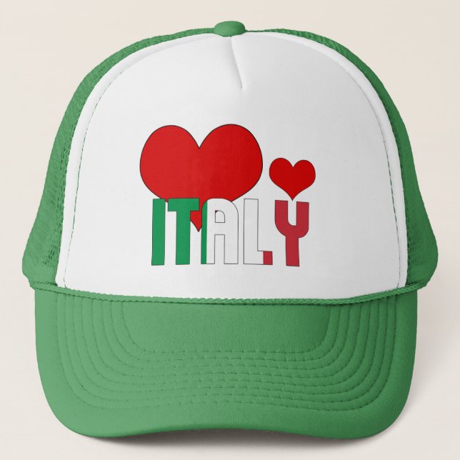 Adorable Italy Flag Hearts Patriotic Trucker Hat (Front)