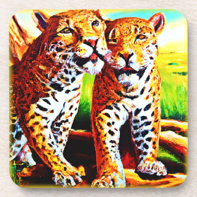 Adorable Jaguar Cubs in the Jungle. Buy Now Coaster (Front)