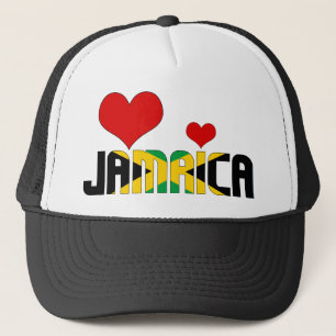 Adorable Jamaica Flag Hearts Patriotic Trucker Hat