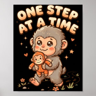 Adorable Japan Baby Monkey Men Women Kids One Step Poster