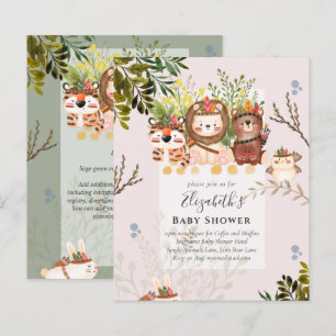 Adorable Jungle Animals Baby Boys Shower Invite