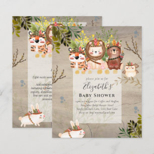 Adorable Jungle Animals Baby Boys Shower Invite