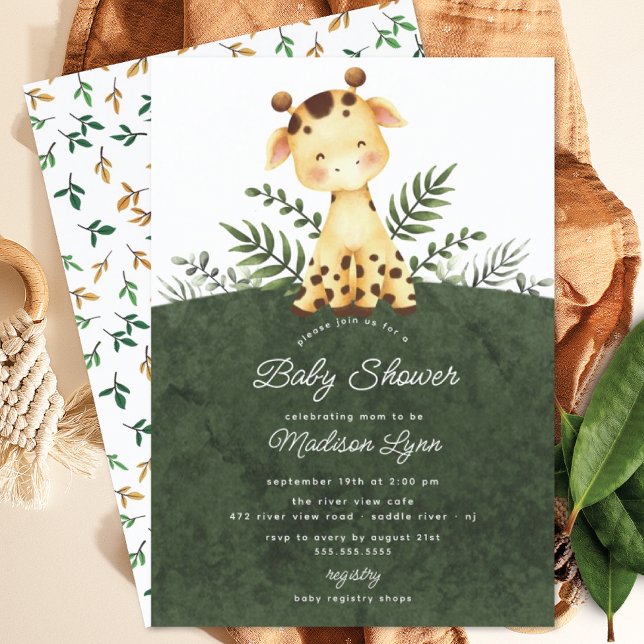 Adorable Jungle Giraffe Baby Shower Invitation (Creator Uploaded)