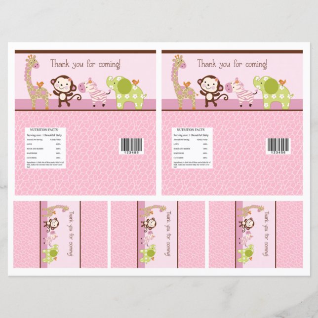 Adorable "Jungle Girl" Candy Bar Labels 2 sizes (Front)