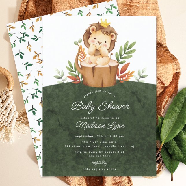 Adorable Jungle Lion Baby Shower Invitation (Creator Uploaded)