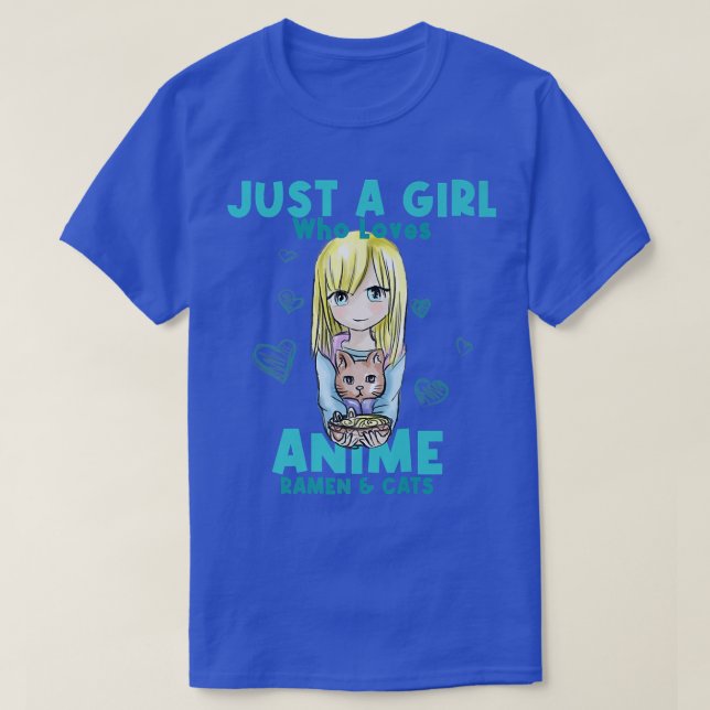Adorable Just A Girl Tshirt Who Loves Anime Cats R (Design Front)