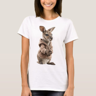 Adorable Kangaroo Joey in a Cosy Hoodie T-Shirt