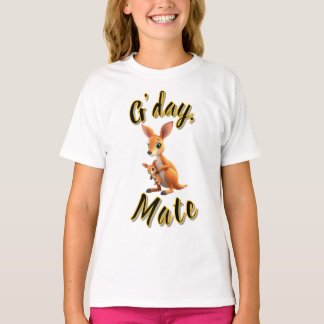 "Adorable Kangaroo Mom and Joey Cartoon Design T-Shirt