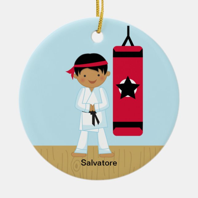 Adorable karate Boy Ornament (Front)