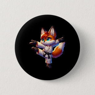 Adorable Karate Fox Crane Kick Pose 6 Cm Round Badge