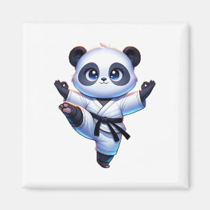 Adorable Karate Panda Crane Kick Pose  Magnet