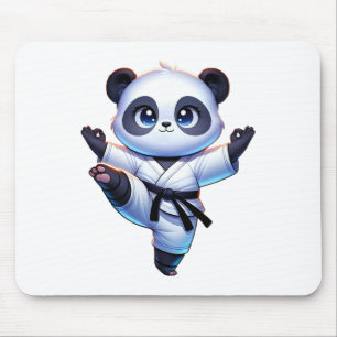 Adorable Karate Panda Crane Kick Pose Mouse Mat