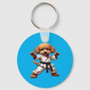 Adorable Karate Puppy Martial Arts Gi Illustration Key Ring