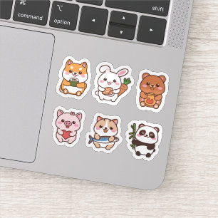Adorable kawaii animal sticker set