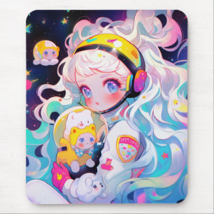 Adorable Kawaii Anime Girl in Space  Mouse Mat