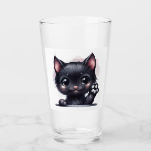 Adorable Kawaii Black Cat Glass