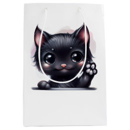 Adorable Kawaii Black Cat Medium Gift Bag