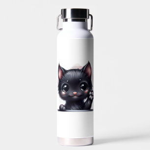 Adorable Kawaii Black Cat Water Bottle