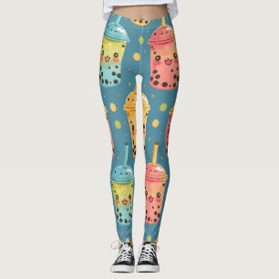 Adorable Kawaii Boba Drink Design Leggings