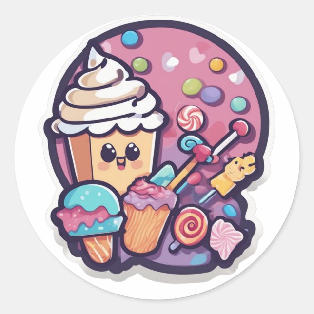 Adorable Kawaii Candy Cupcake Sticker | Sweet  (Front)