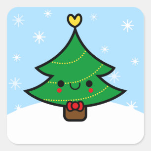 Adorable Kawaii Cartoon Christmas Tree Sticker