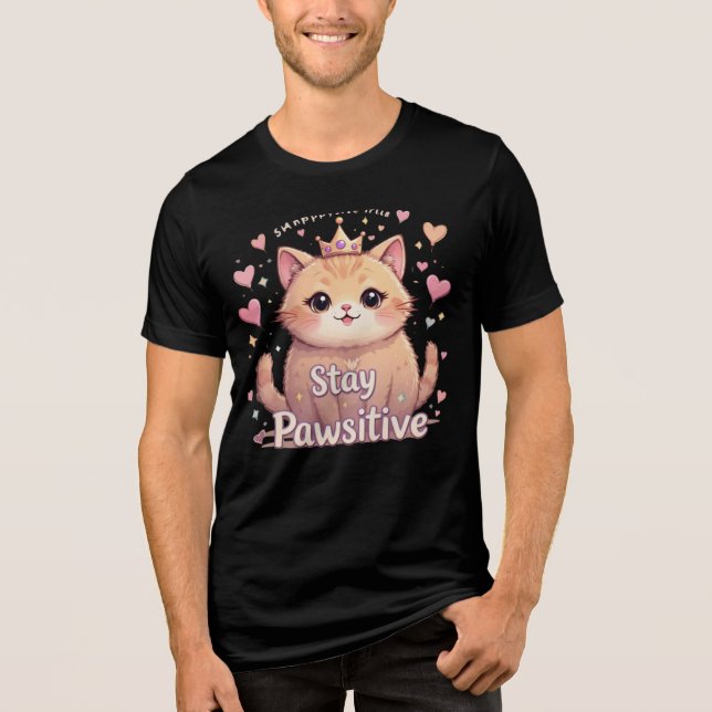 "Adorable Kawaii Cat T-Shirt – Cute Pastel Aesthet Tri-Blend Shirt (Front)