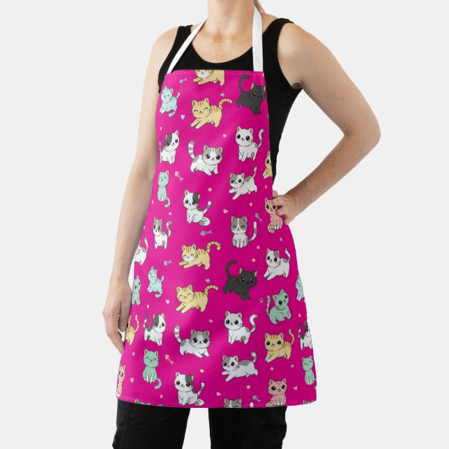 Adorable Kawaii Cats Pattern Apron (Insitu)