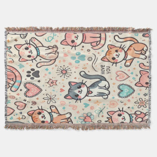 Adorable Kawaii Cats Throw Blanket – Cosy and Cute