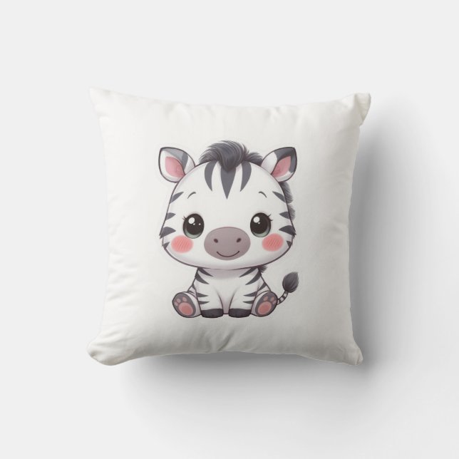 Adorable Kawaii Chibi Zebra Cushion (Front)