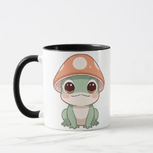 Adorable Kawaii Frog in Mushroom Hat Coffee Mug