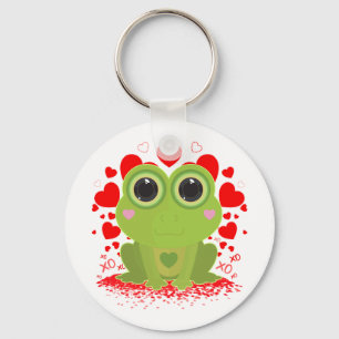 Adorable Kawaii Frog With Hearts Cute Love Animal  Key Ring