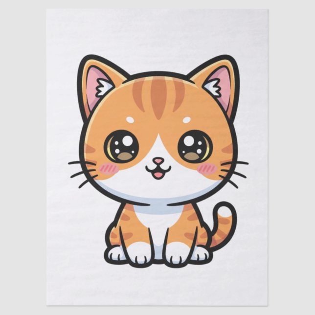 Adorable Kawaii Ginger Cat Cartoon Character Tissue Paper (Front)
