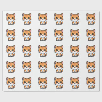 Adorable Kawaii Ginger Cat Cartoon Character Wrapping Paper