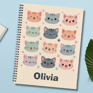 Adorable Kawaii Kitten Faces Notebook