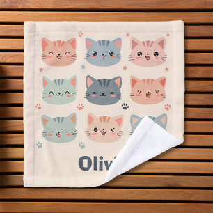 Adorable Kawaii Kitten Faces Wash Cloth