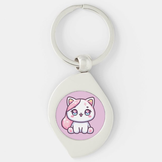 Adorable Kawaii Kitten Key Ring (Front)