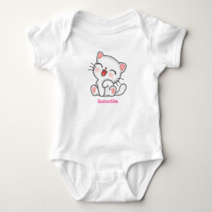 Adorable Kawaii Kitten Personalised T-Shirt Baby Bodysuit