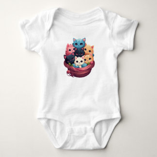 Adorable Kawaii Kittens Kids T-Shirt Design Baby Bodysuit