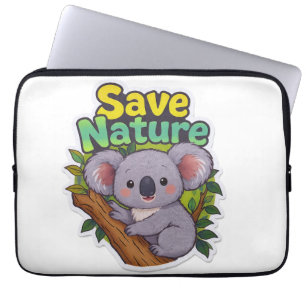Adorable Kawaii Koala "Save Nature" Laptop Sleeve