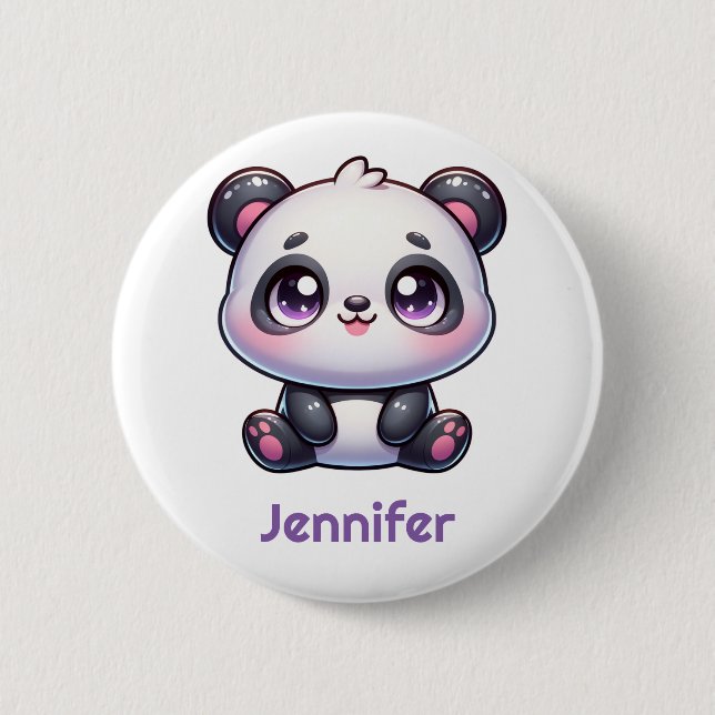 Adorable Kawaii Panda Personalised Design 6 Cm Round Badge (Front)