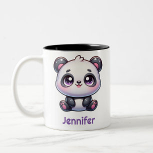 Adorable Kawaii Panda Personalised Design Two-Tone Coffee Mug