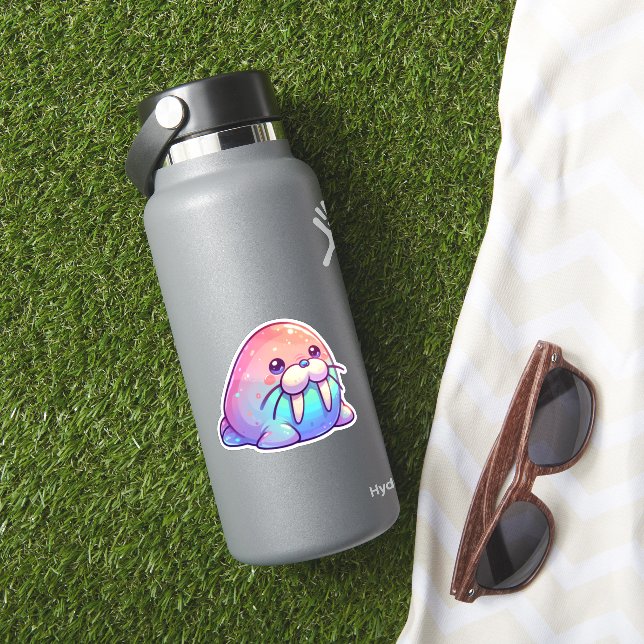 Adorable Kawaii Sparkly Charm Pastel Walrus  (HydroFlask Insitu)