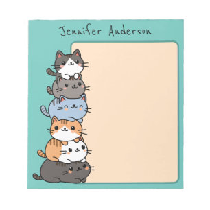 Adorable Kawaii Stack Of Kitty Cats Custom Notepad