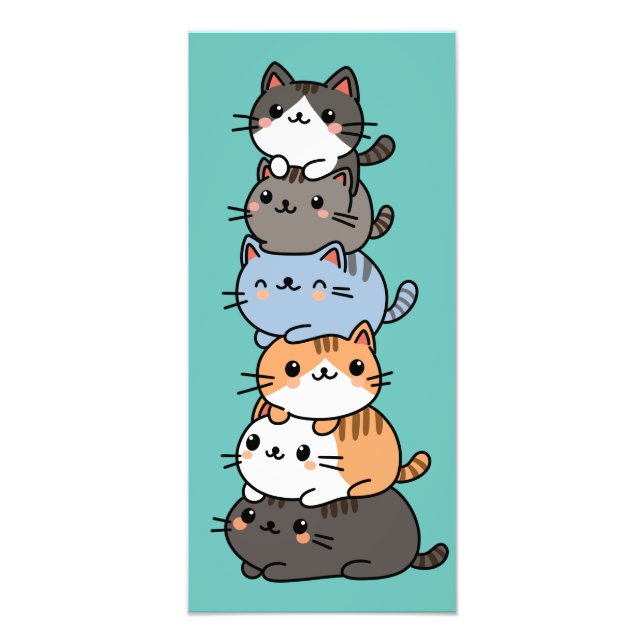 Adorable Kawaii Stack Of Kitty Cats Photo Print (Front)