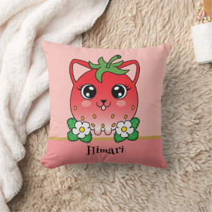 Adorable Kawaii Strawberry Cat Cushion