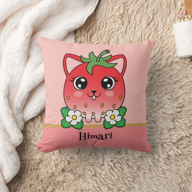 Adorable Kawaii Strawberry Cat Cushion (Blanket)